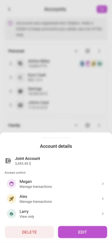 On mobile, manage access from Settings → Shared access (mobile)