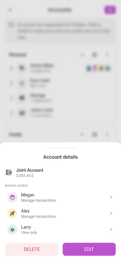 On mobile, manage access from Settings → Shared access (mobile)
