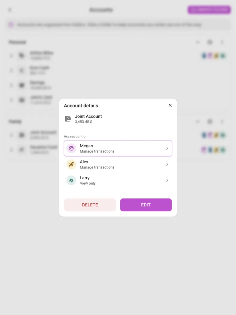 The access-control dialog (tablet)