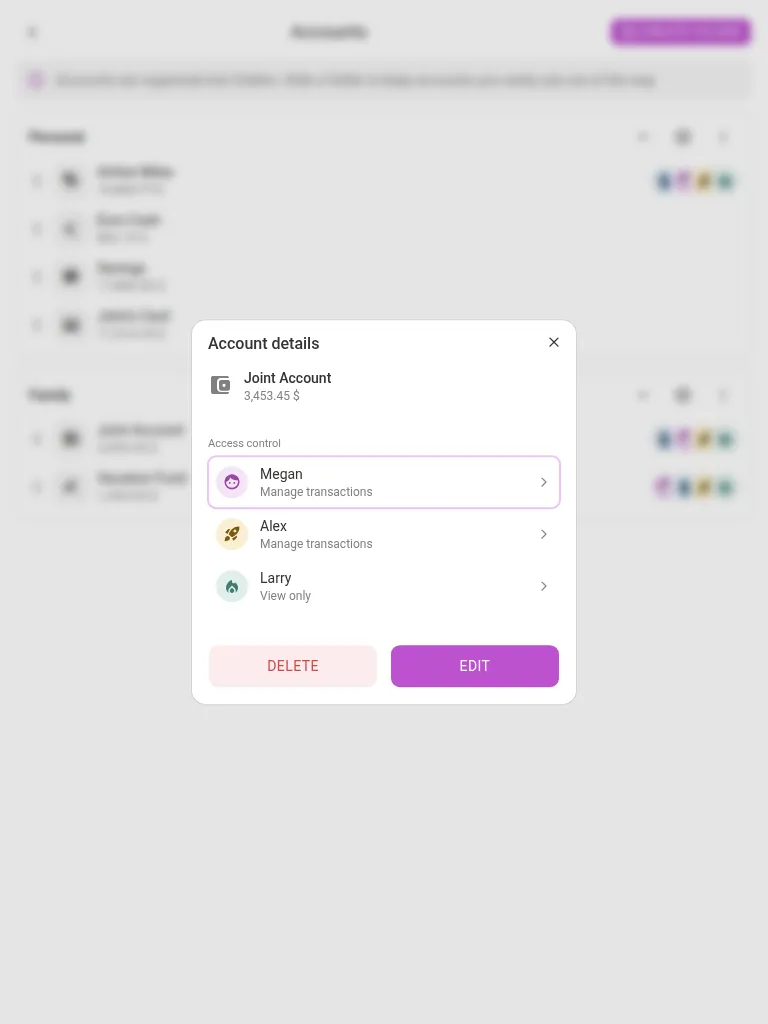 The access-control dialog (tablet)
