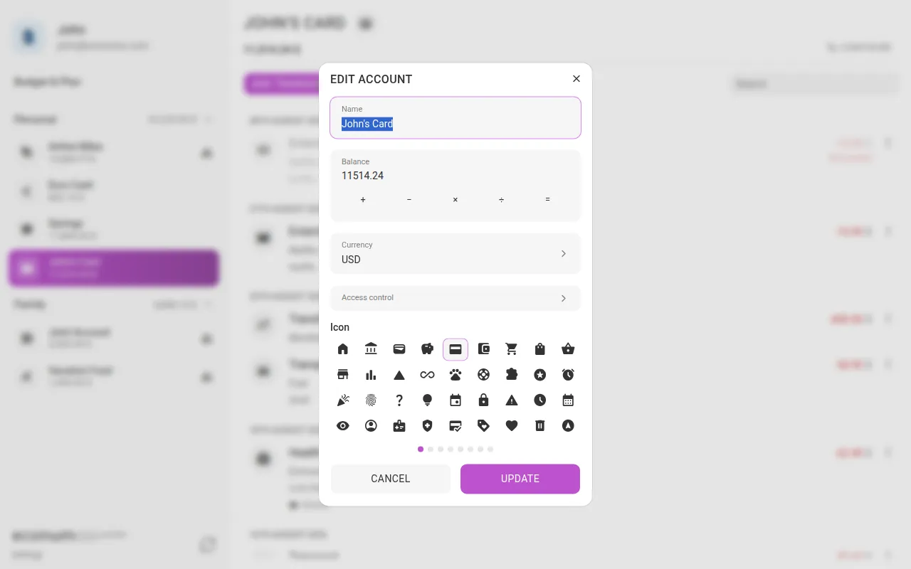 The edit-account dialog (desktop)
