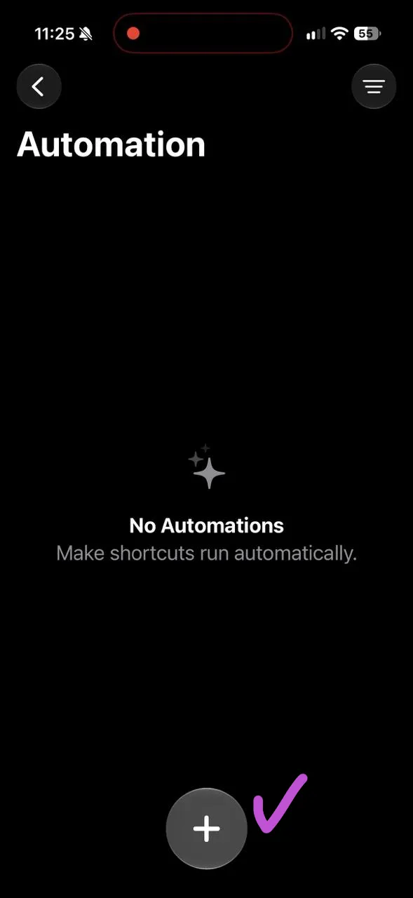 iOS 27 Automation with the add button highlighted