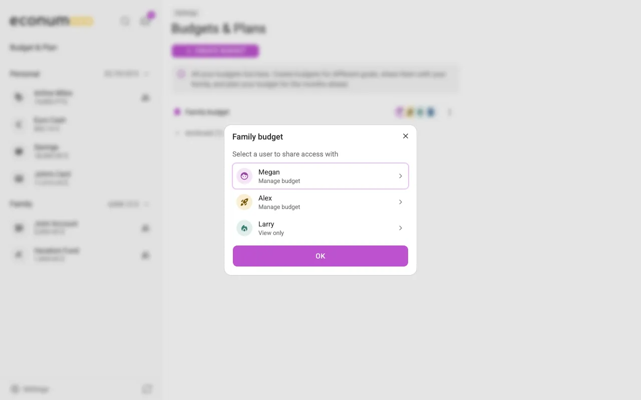 Sharing a budget (desktop)