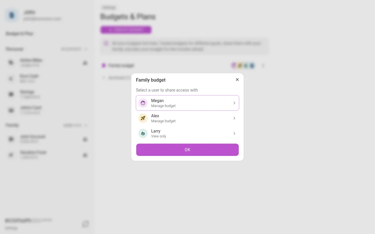 Sharing a budget (desktop)
