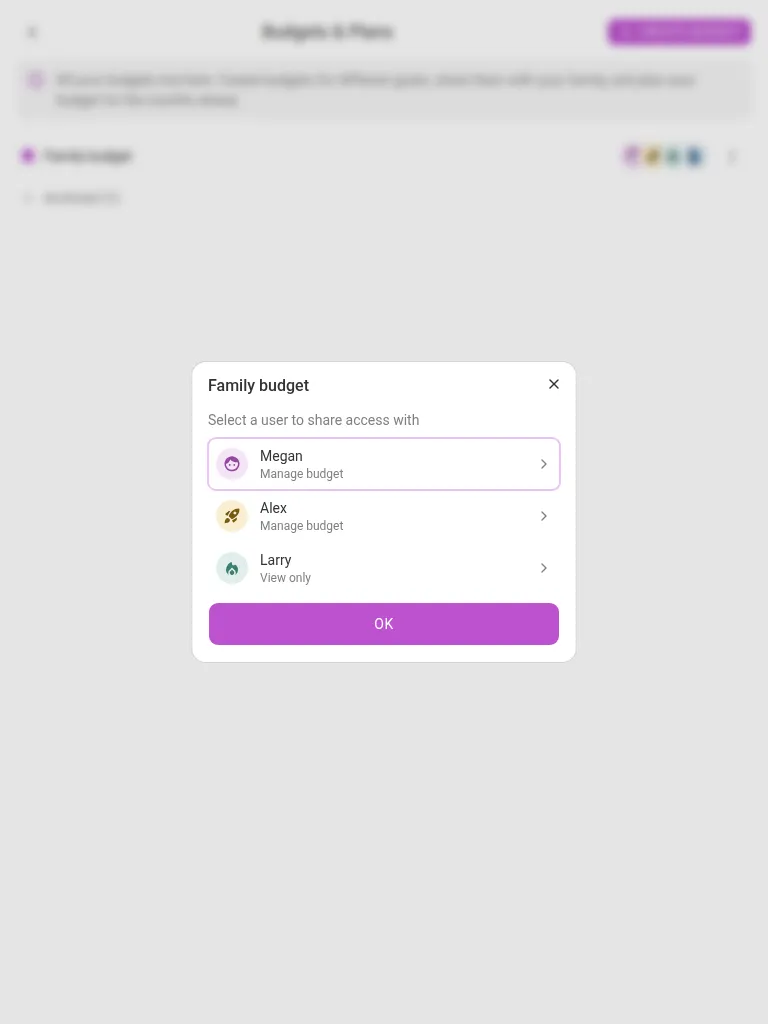 Sharing a budget (tablet)