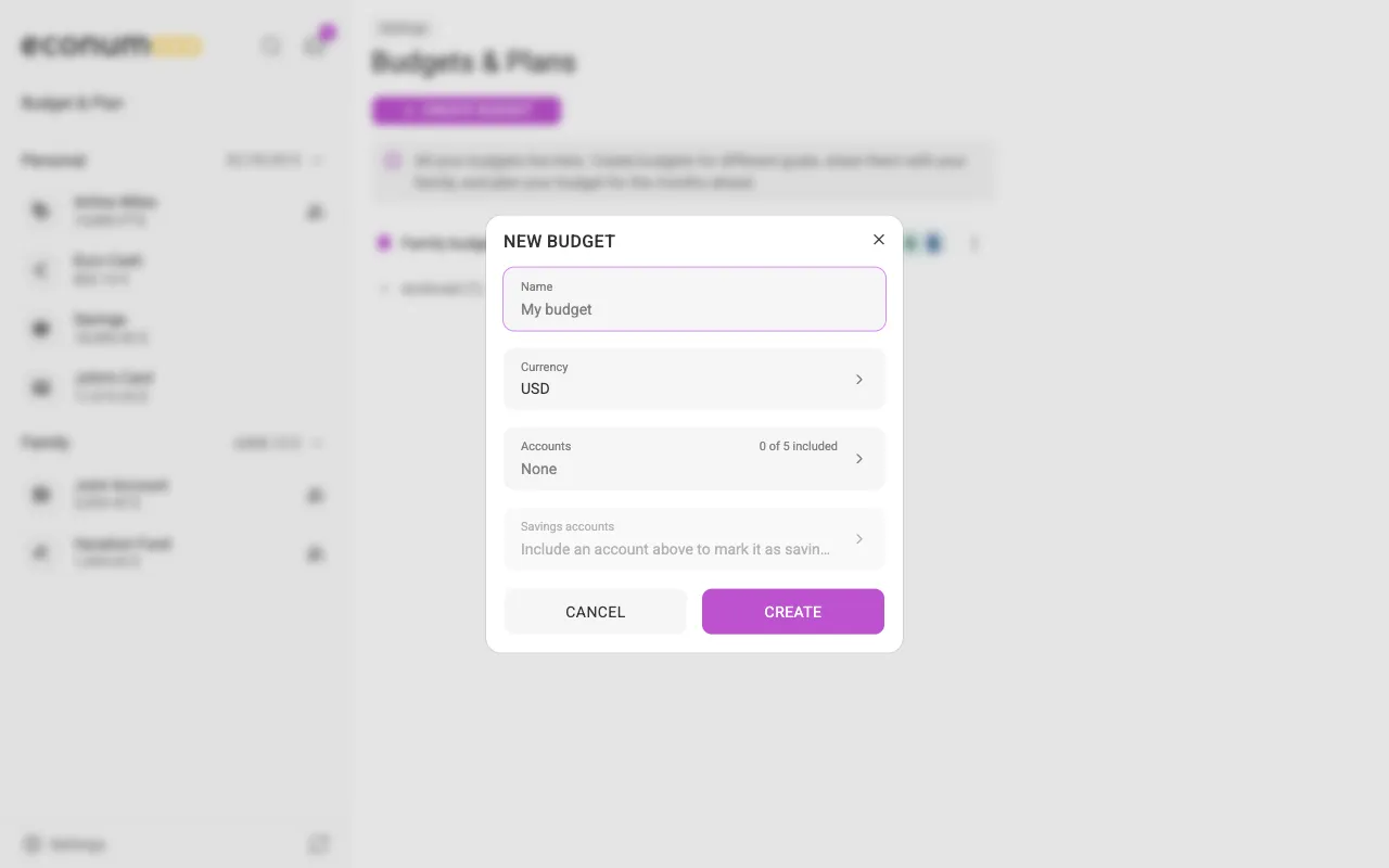 The new-budget dialog (desktop)