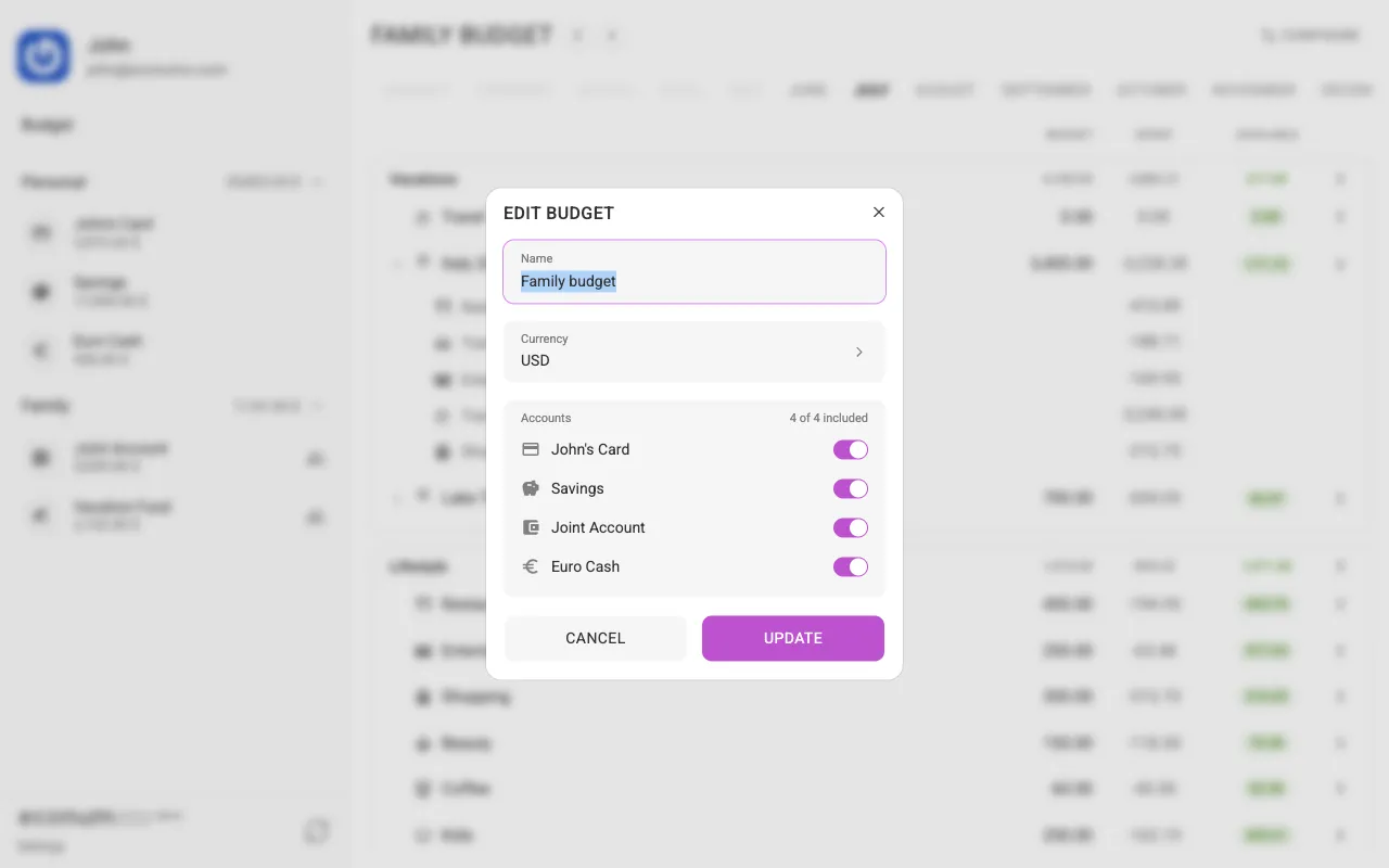 The edit-budget dialog (desktop)