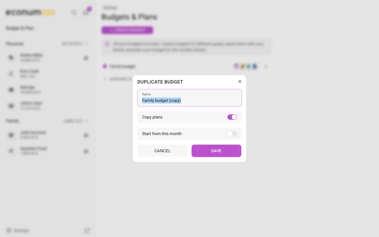 The Duplicate budget dialog (desktop)