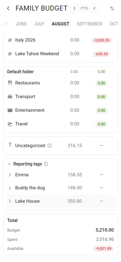 The Reporting tags block (mobile)