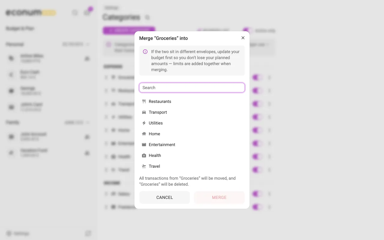 Merging two categories (desktop)