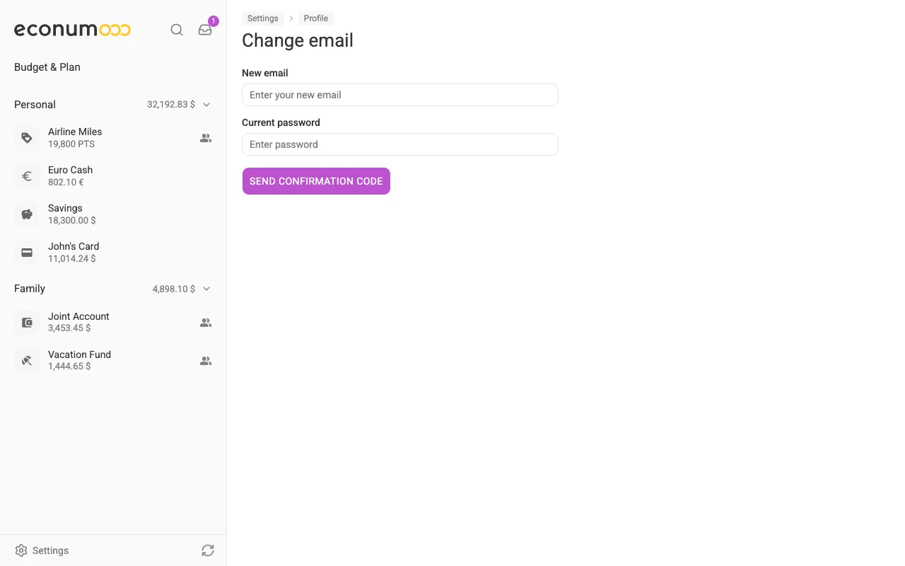 The change-email screen (desktop)