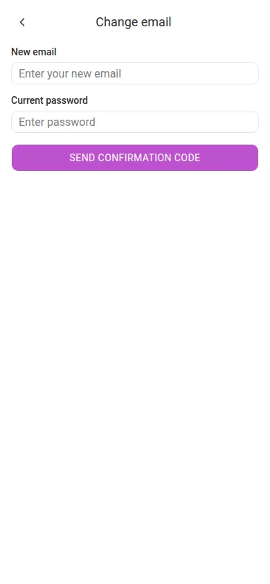 The change-email screen (mobile)