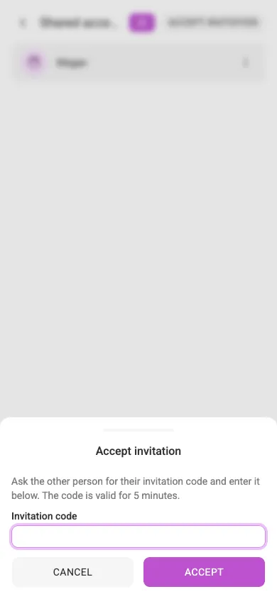 The accept-invitation dialog (mobile)