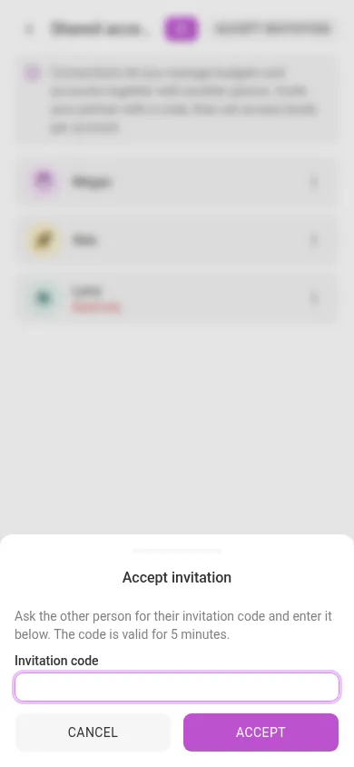 The accept-invitation dialog (mobile)