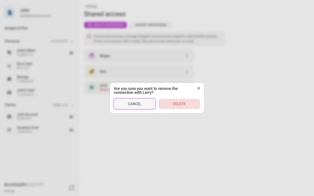 Confirming the removal of a connection (desktop)