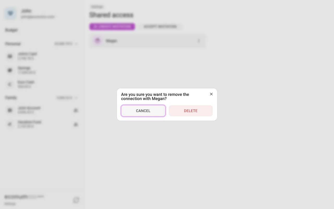 Confirming the removal of a connection (desktop)