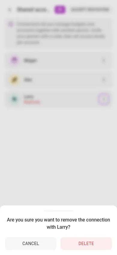 Confirming the removal of a connection (mobile)