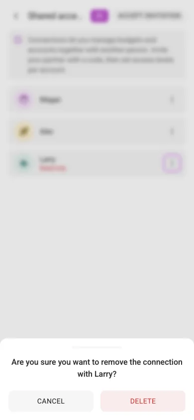 Confirming the removal of a connection (mobile)