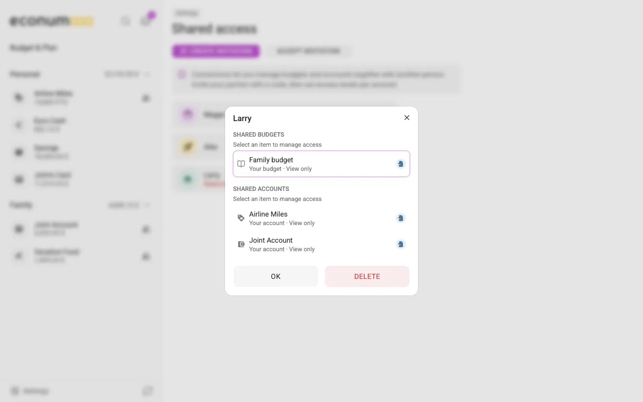 Shared items of a connection (desktop)