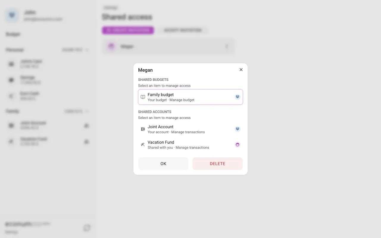 Shared items of a connection (desktop)