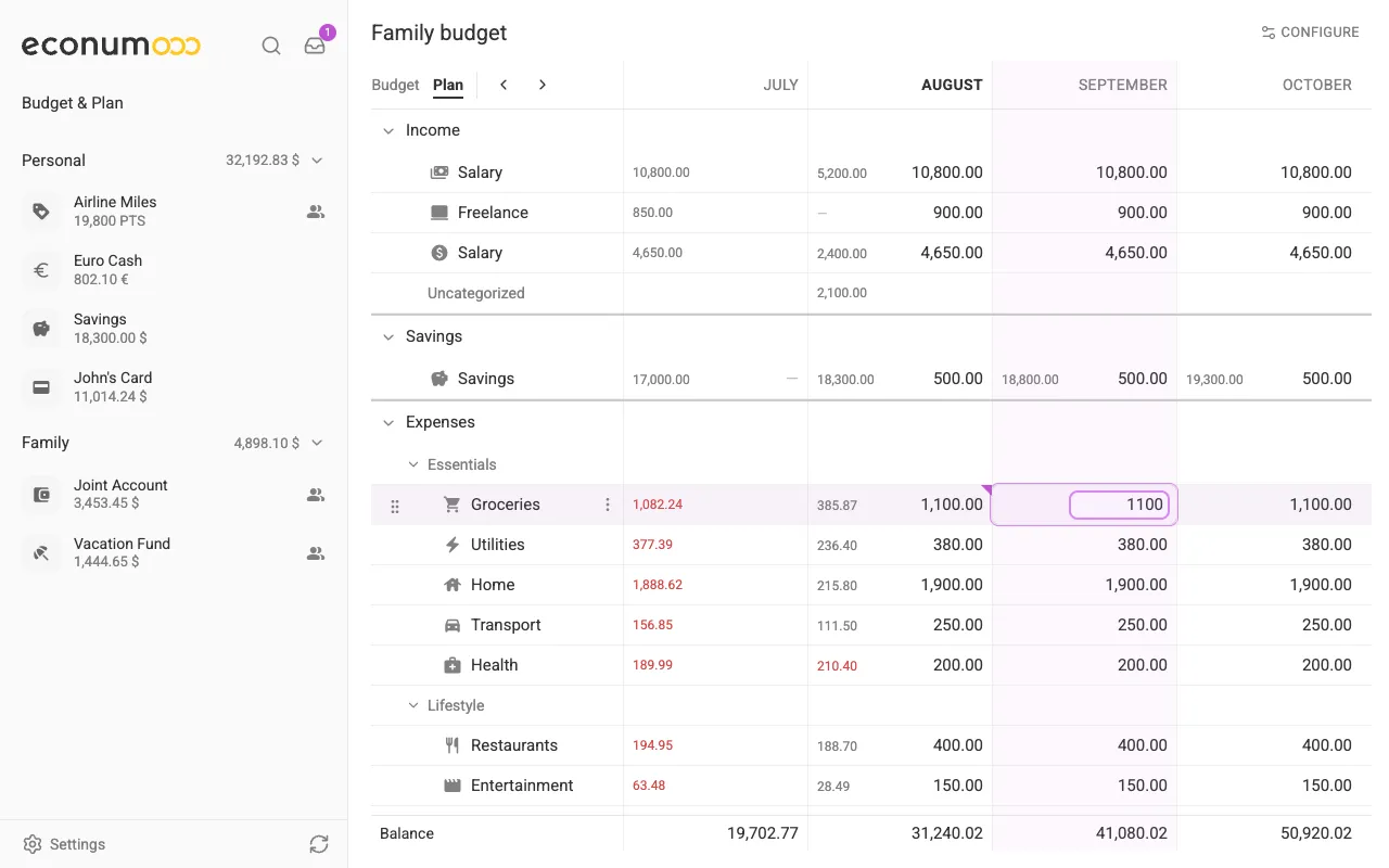 Editing a plan cell in place (desktop)