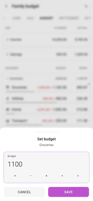 Set budget from the item sheet (mobile)