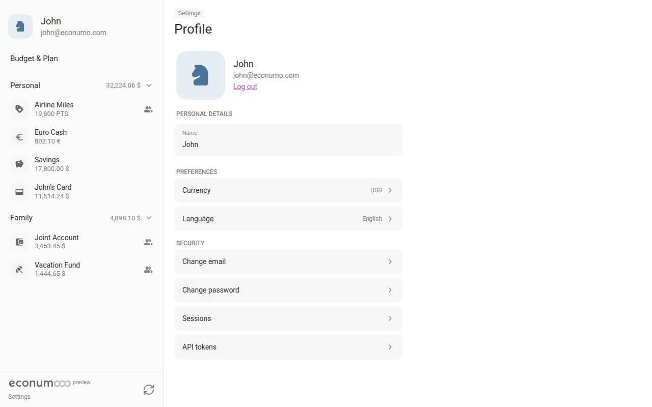 The profile screen (desktop)
