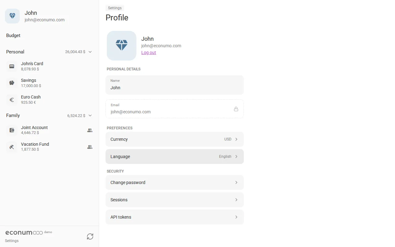 The profile screen (desktop)