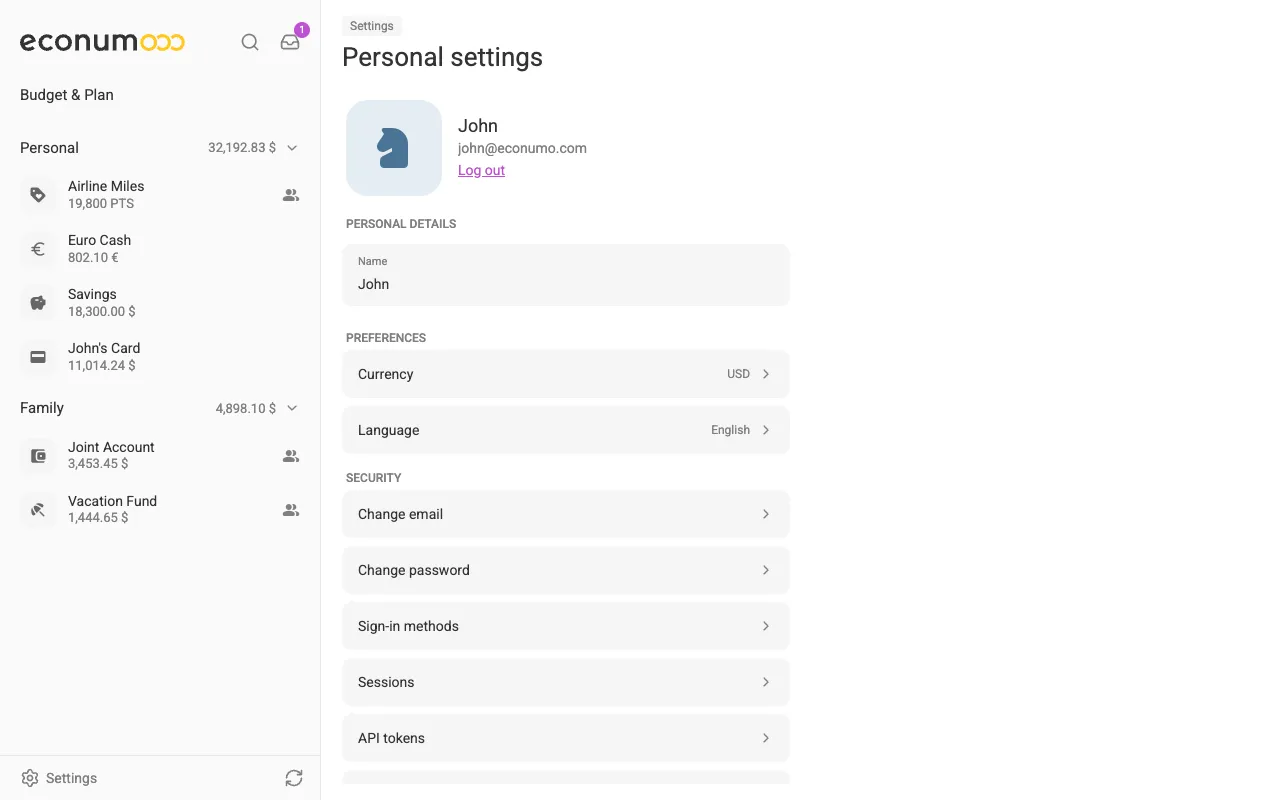 The profile screen (desktop)