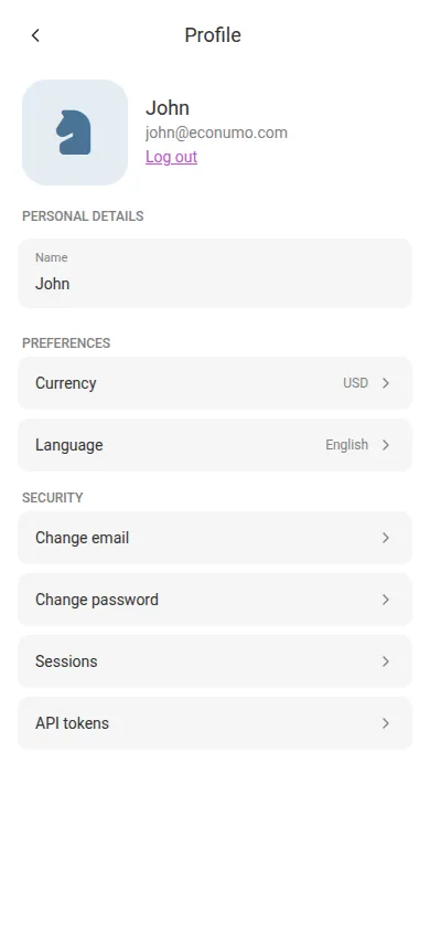 The profile screen (mobile)