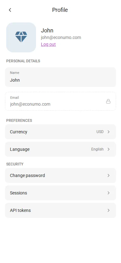 The profile screen (mobile)