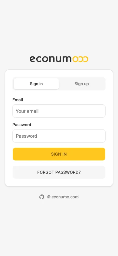 Sign-in screen (mobile)