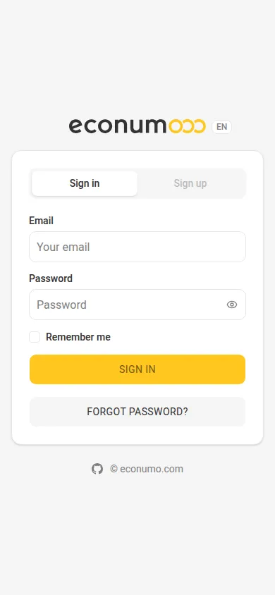 Sign-up screen (mobile)