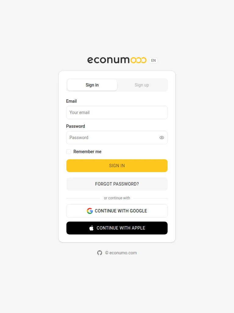 The sign-in page with provider buttons on a tablet