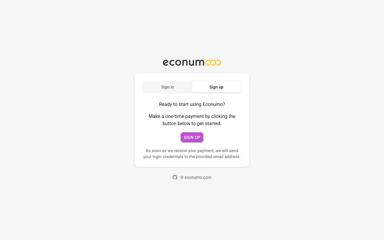 Cloud sign-up screen (desktop)