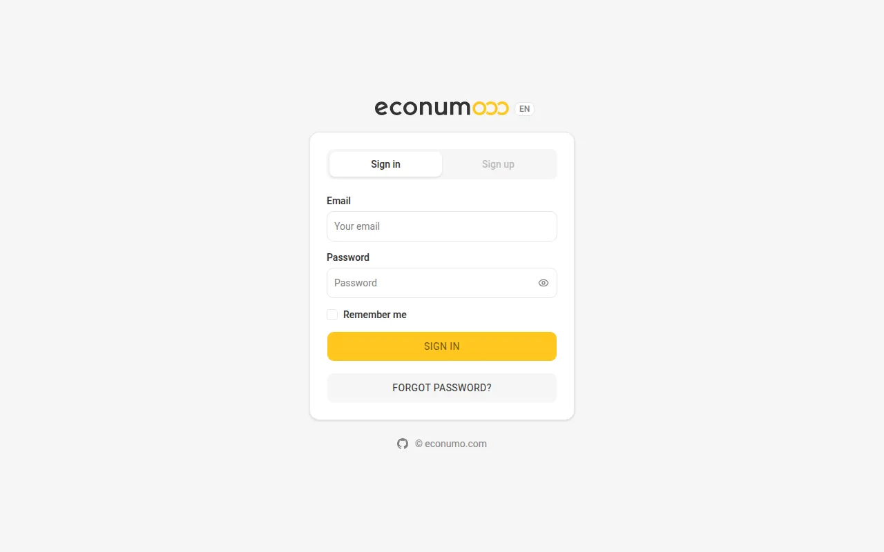 Sign-up screen (desktop)