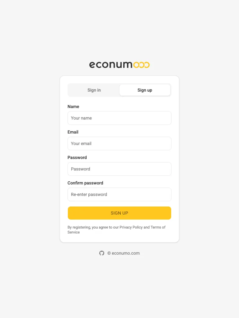 Sign-up screen (tablet)