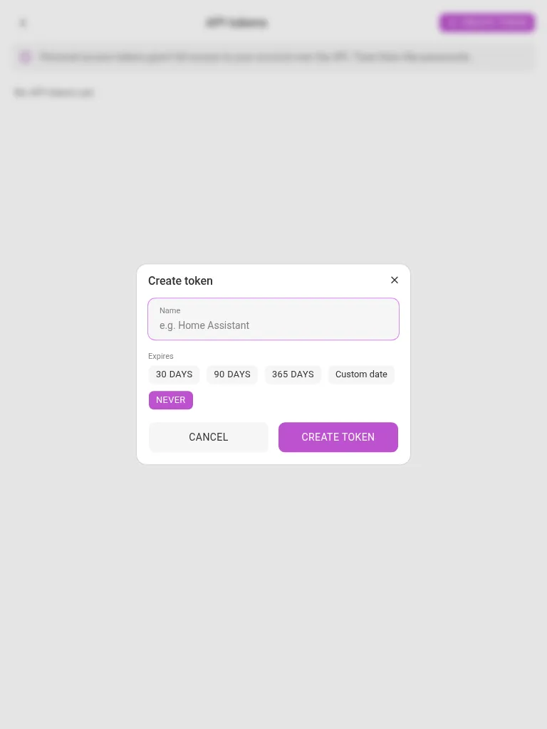 Creating a personal access token for an MCP client (tablet)