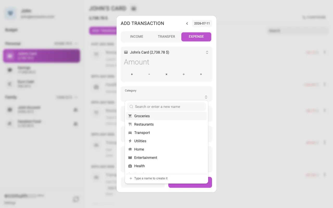The category picker (desktop)