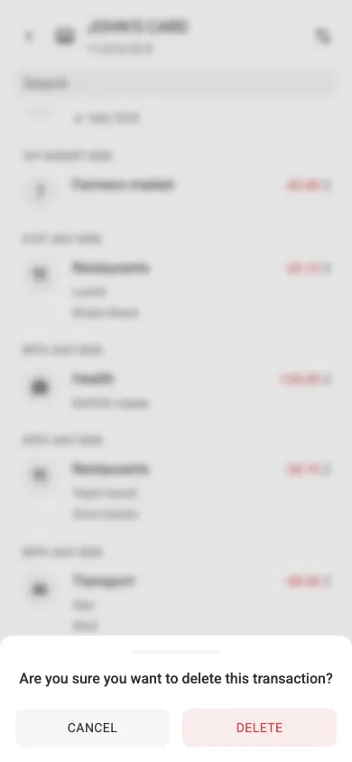 The delete confirmation (mobile)