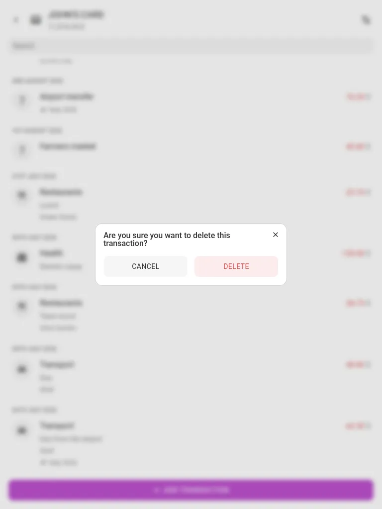 The delete confirmation (tablet)