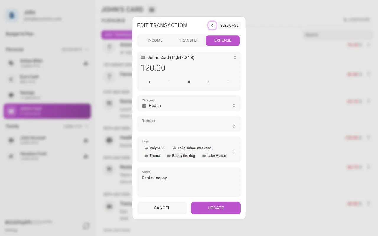 The edit-transaction dialog (desktop)