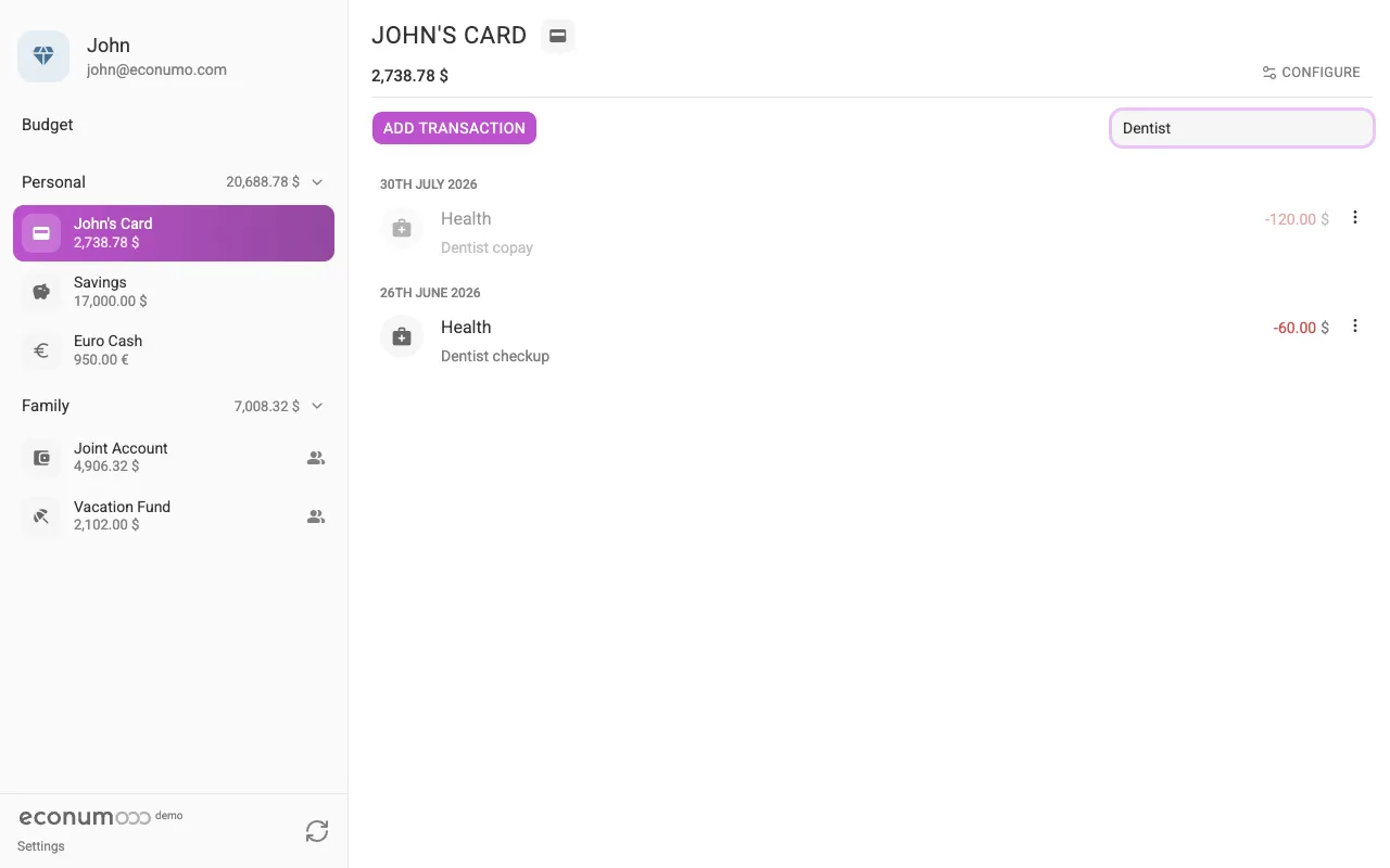 Searching transactions (desktop)