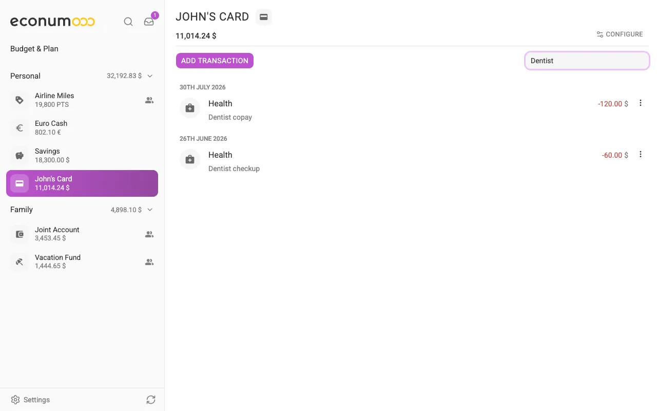 Searching transactions (desktop)