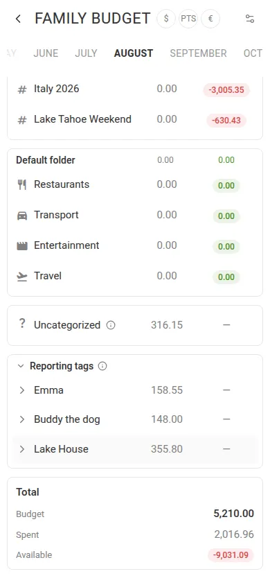 The Reporting tags block on a phone