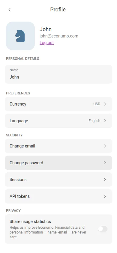 The Privacy section on a phone
