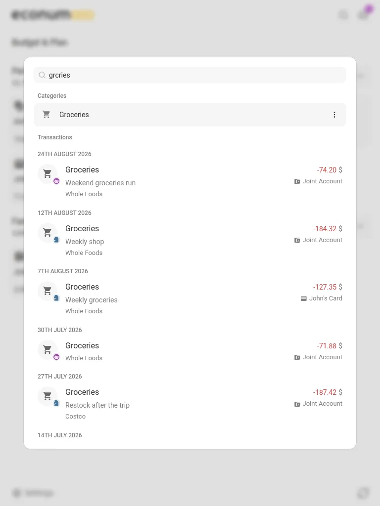 Search on a tablet
