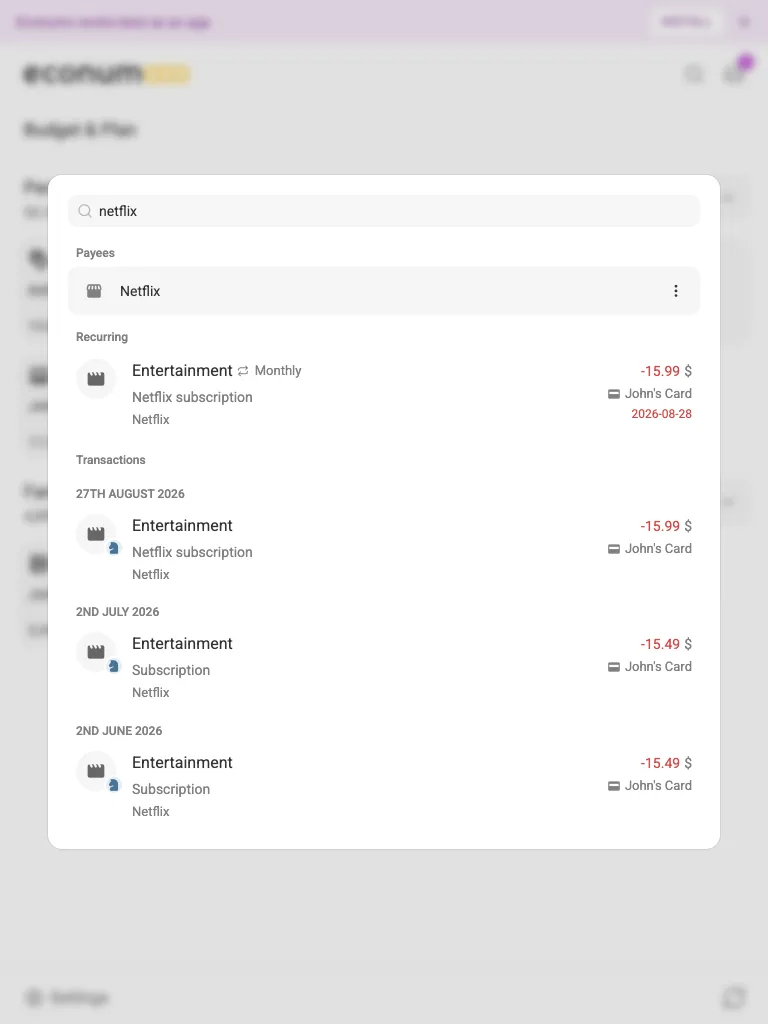 The same search on a tablet