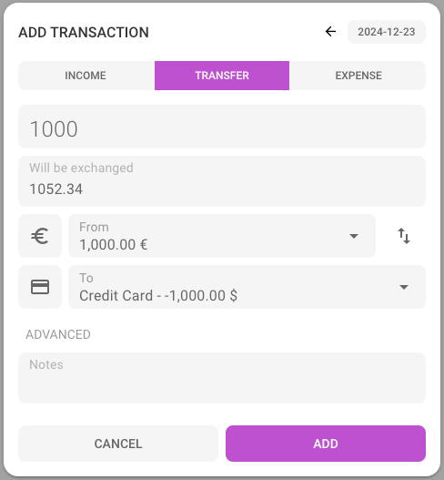 Add transfers - accounts in different currencies